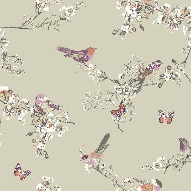 Beautiful Birds Sage 100% Cotton Fabric by Clarke and Clarke