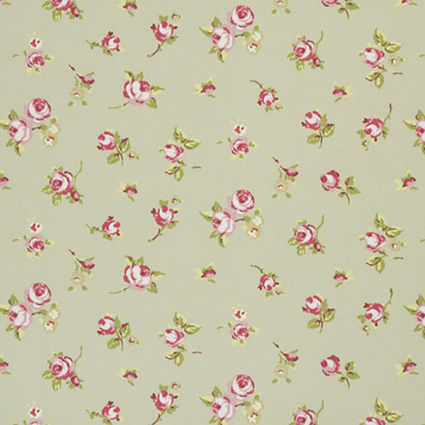 Rosebud Sage Green 100% Cotton Fabric by Clarke and Clarke