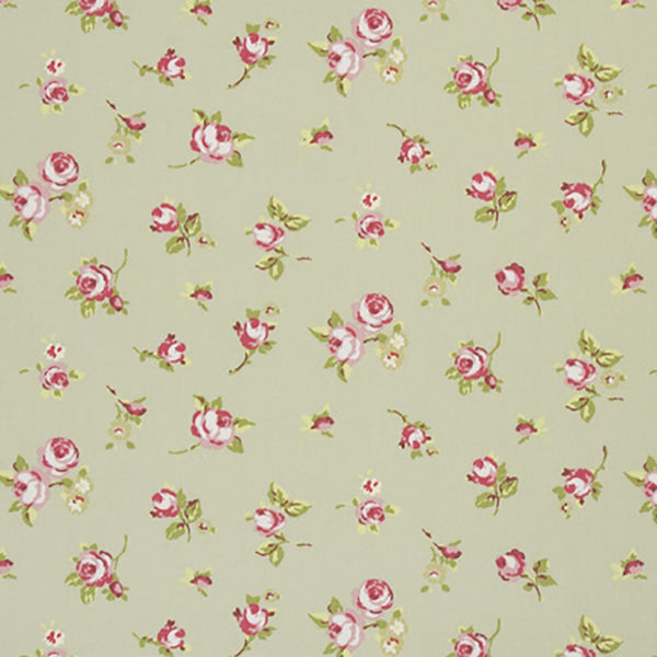 Rosebud Sage Green 100% Cotton Fabric by Clarke and Clarke