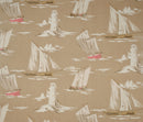 Round Wipe Clean Tablecloth PVC Oilcloth  132cm Skipper Taupe by Clarke and Clarke