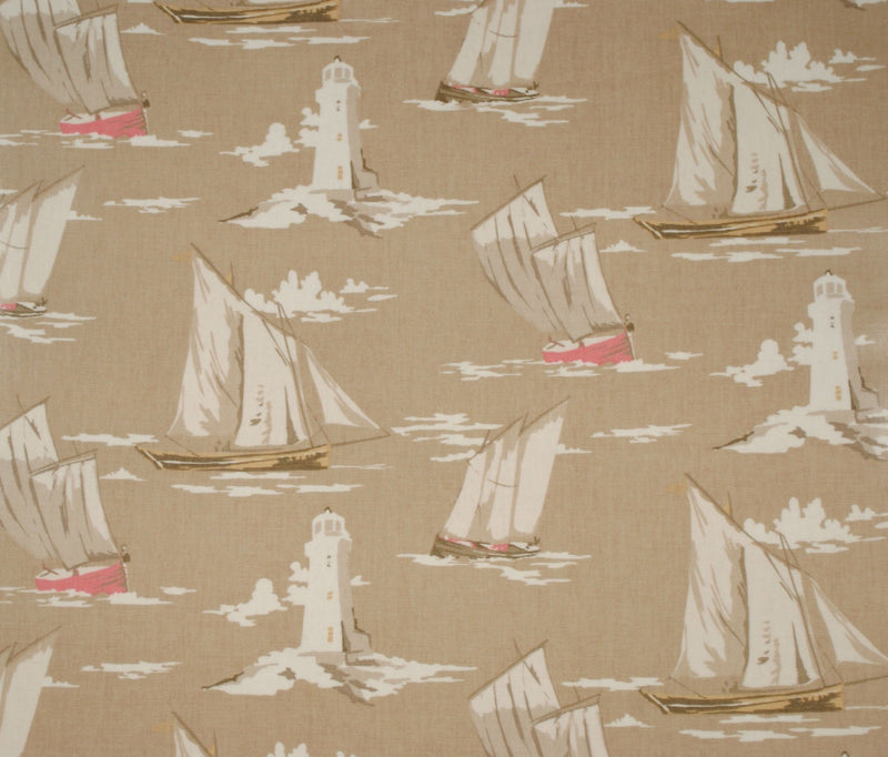 Round Wipe Clean Tablecloth PVC Oilcloth  132cm Skipper Taupe by Clarke and Clarke