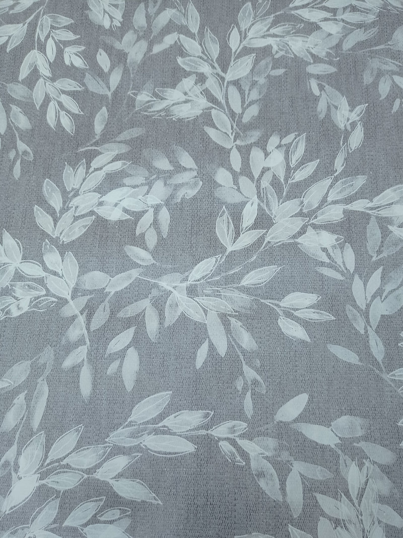 Isla Leaf Pattern Grey Vinyl Oilcloth Tablecloth