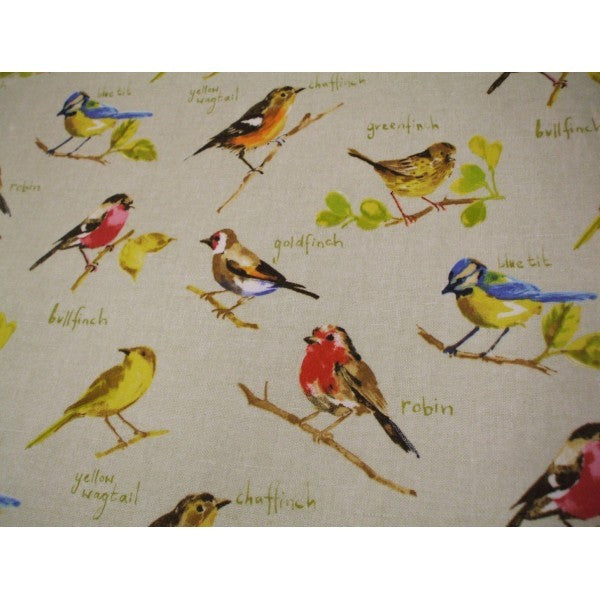 Garden Birds on Linen Oilcloth Tablecloth by Prestigious Textiles