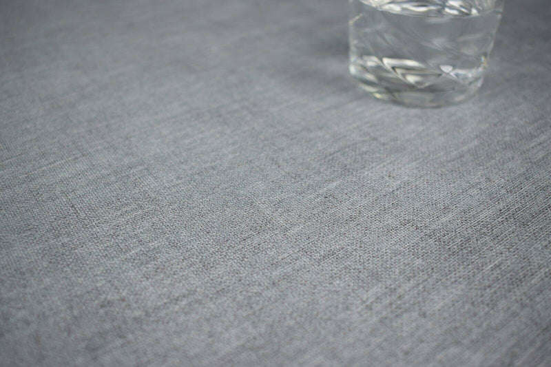 Grey Linen Look Smooth Vinyl Oilcloth Tablecloth