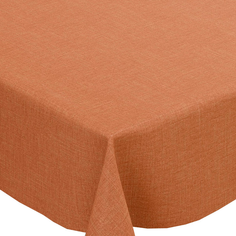 Papaya Orange Linen Look Vinyl Oilcloth Tablecloth