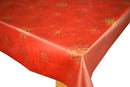 Gold Snowflakes on Red Vinyl Oilcloth Tablecloth