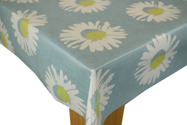 Square Wipe Clean Tablecloth  PVC Oilcloth 132cm x 132cm Capri Daisy Duckegg