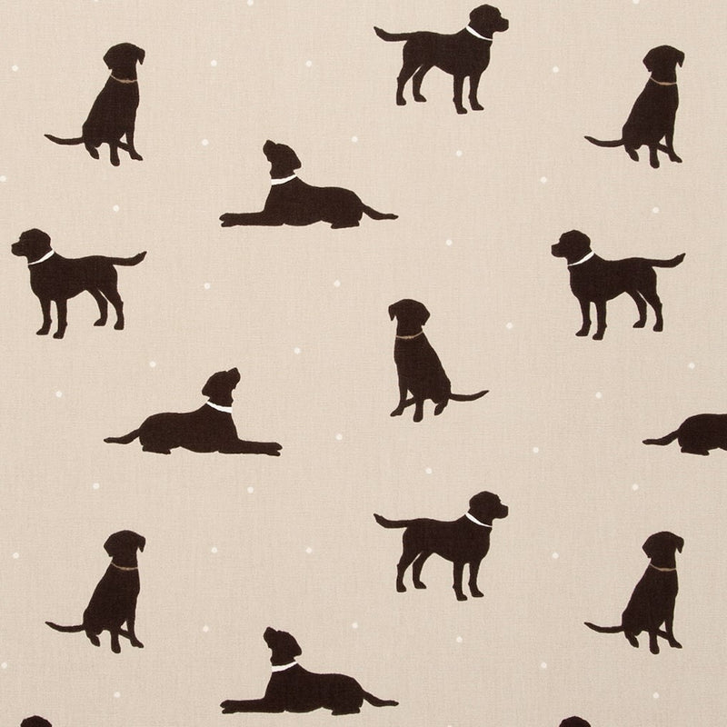 Rover Black Dog  on Linen Natural  100% Cotton Fabric by Clarke and Clarke