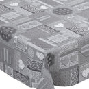 Grey Hearts Vinyl Oilcloth Tablecloth