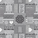 Grey Hearts Vinyl Oilcloth Tablecloth