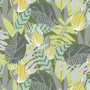 Green Grey Tropical Jungle Vinyl Tablecloth