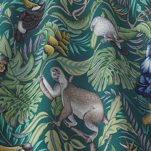 Rainforest Lagoon Monkey Jungle 100% Cotton Fabric by I-Liv SMD