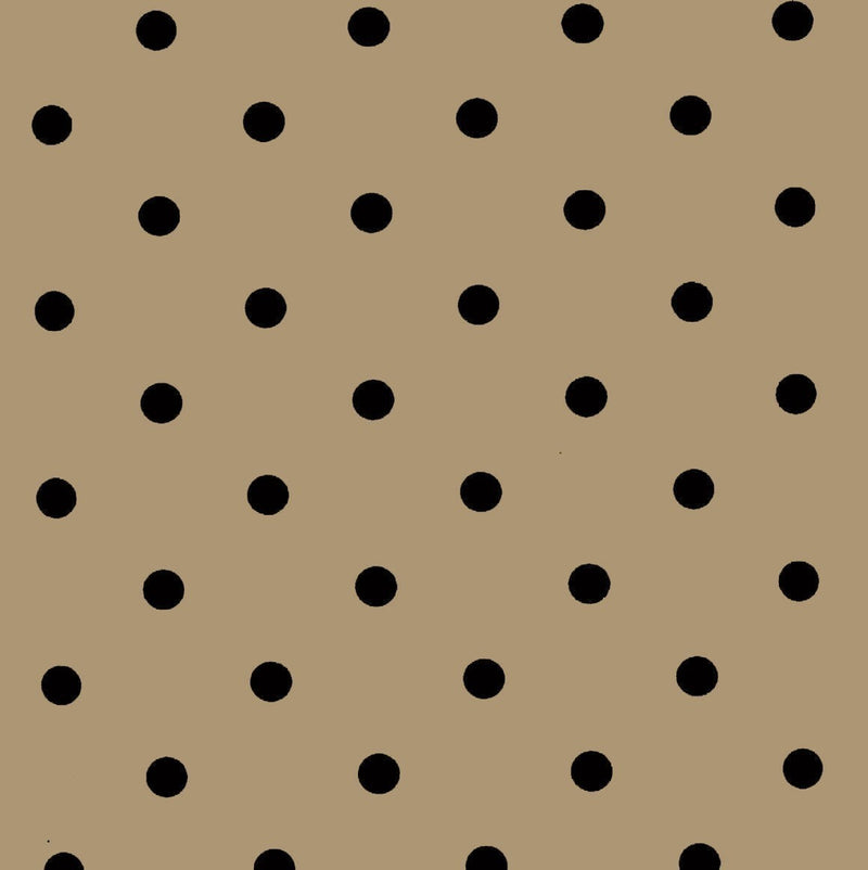 Taupe and Black Polka Dot Vinyl Tablecloth