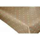 Taupe and Duckegg Polka Dot  PVC Vinyl Tablecloth 20 Metres x 140cm