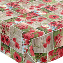 Poppy Fields on Wood Effect Vinyl Tablecloth