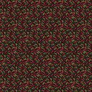 Little Chilli Pepper on Black Vinyl Oilcloth Tablecloth