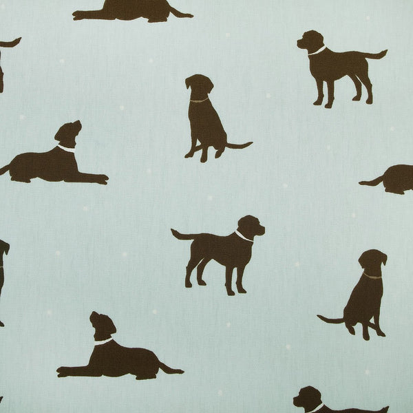 Rover Black Dog  on Duckegg 100% Cotton Fabric by Clarke and Clarke