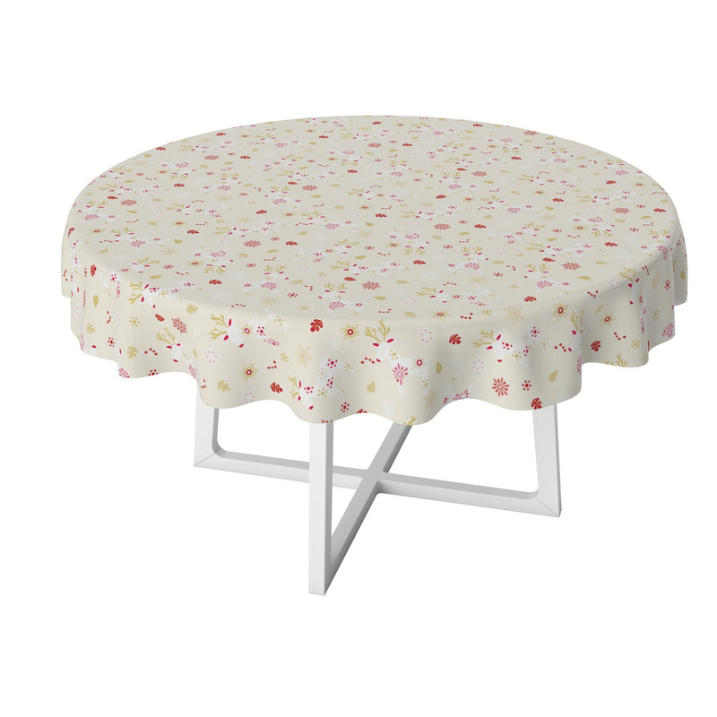 Christmas Scandi Reindeer Cream Vinyl Oilcloth Tablecloth