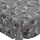 Christmas Pine Cones Grey and Grey Vinyl Oilcloth Tablecloth