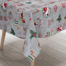 Christmas Santa Claus Grey Vinyl Oilcloth Tablecloth