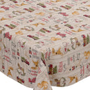 Christmas Holly Jolly Beige Vinyl Oilcloth Tablecloth