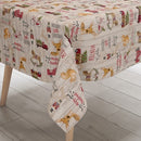 Christmas Holly Jolly Beige Vinyl Oilcloth Tablecloth