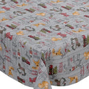 Christmas Holly Jolly Grey Vinyl Oilcloth Tablecloth