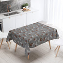 Christmas Pine Cones Grey and Brown Vinyl Oilcloth Tablecloth