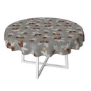 Christmas Pine Cones Grey and Brown Vinyl Oilcloth Tablecloth