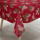 Christmas Pine Cones Red Vinyl Oilcloth Tablecloth
