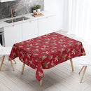 Christmas Pine Cones Red Vinyl Oilcloth Tablecloth