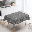Christmas Pine Cones Grey and Grey Vinyl Oilcloth Tablecloth