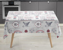 Love Chickens Grey  PVC Vinyl Tablecloth 20 Metres x 140cm