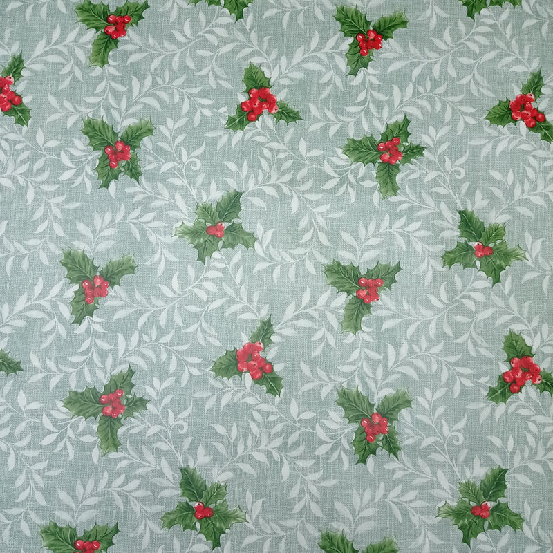Christmas Holly Duckegg Green Vinyl Oilcloth Tablecloth