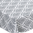 ROUND 100cm Silver on White Damask PVC Vinyl Wipe Clean Tablecloth