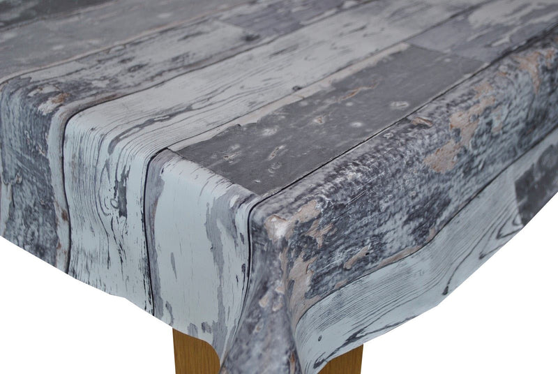 Grey Wooden Plank Old Rustic Wood Effect Vinyl Oilcloth Tablecloth
