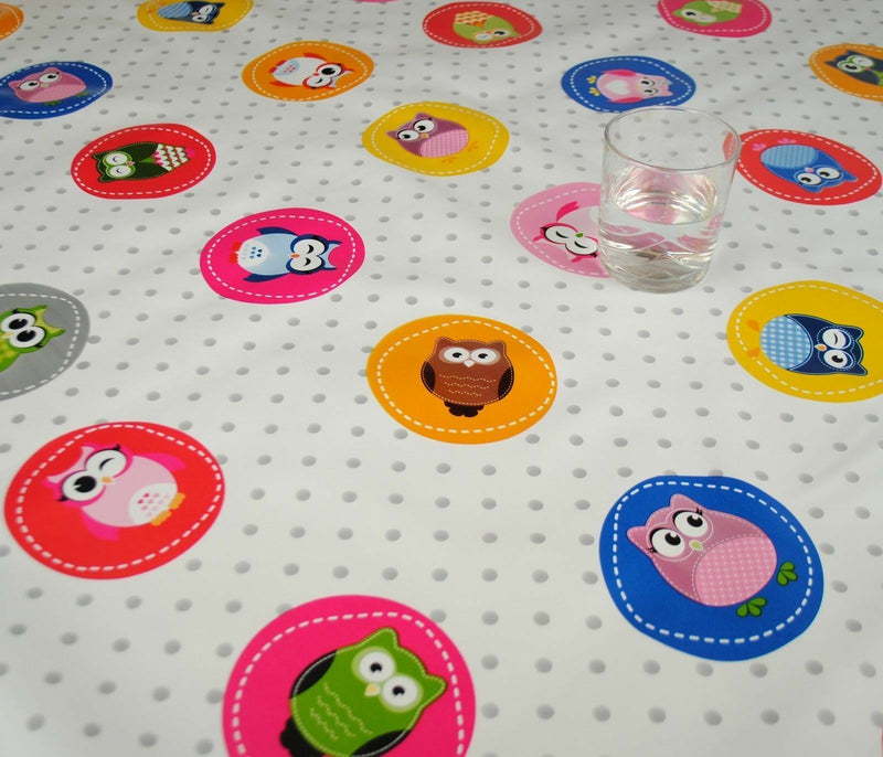 Harry Owl Multi  PVC Vinyl Tablecloth Roll 20 Metres x 140cm