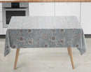 Blue Grey Modern Floral  PVC Vinyl Tablecloth 20 Metres x 140cm