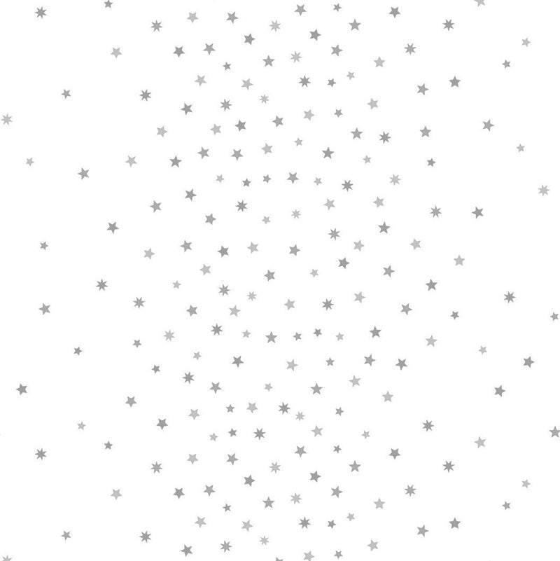 Dainty Falling Stars Silver Festive Vinyl Oilcloth Tablecloth