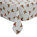 Christmas Holly Grey Mist Vinyl Oilcloth Tablecloth