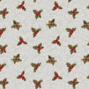 Christmas Holly Grey Mist Vinyl Oilcloth Tablecloth