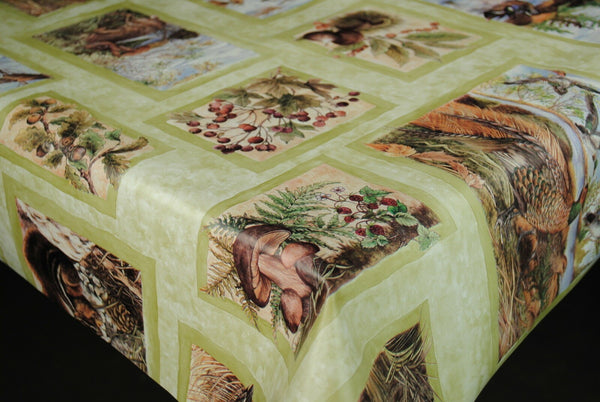 Wildlife Green  PVC Vinyl Tablecloth 20 Metres x 140cm