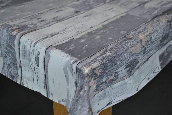 Sebring Weathered Grey Wood Effect Vinyl Oilcloth Tablecloth
