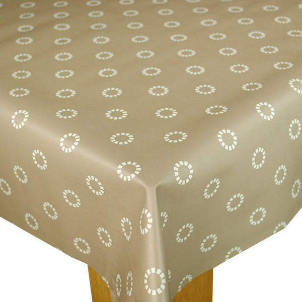 Sicily Taupe Spot  PVC Vinyl Tablecloth 20 Metres x 140cm