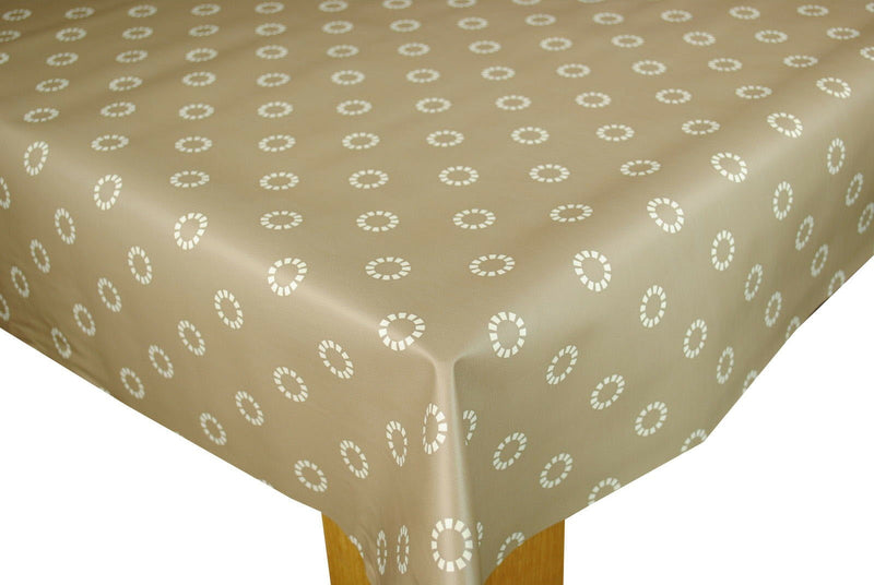 Sicily Taupe Spot  PVC Vinyl Tablecloth 20 Metres x 140cm