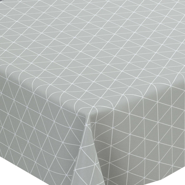 Grey Triangle  Geometric  Vinyl Oilcloth Tablecloth