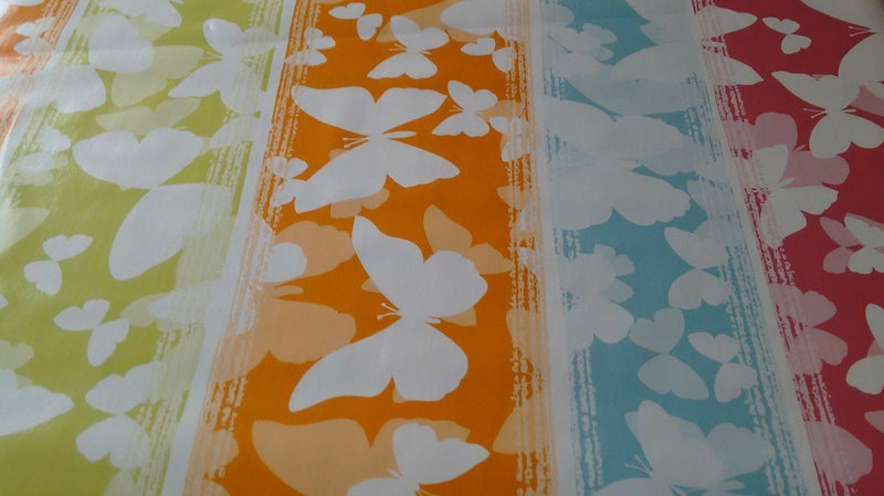 Butterfly Rainbow Stripe  PVC Vinyl Tablecloth 20 Metres x 140cm