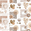 Endless Love Beige  PVC Vinyl Tablecloth 20 Metres x 140cm