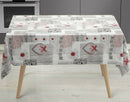 Love Nature Red and  Grey  PVC Vinyl Wipe Clean Tablecloth
