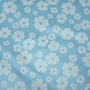 Polly Floral Sky Blue   PVC Vinyl Tablecloth 20 Metres x 140cm